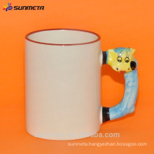 promotional ceramic Mug for sublimation with animal hand made in china